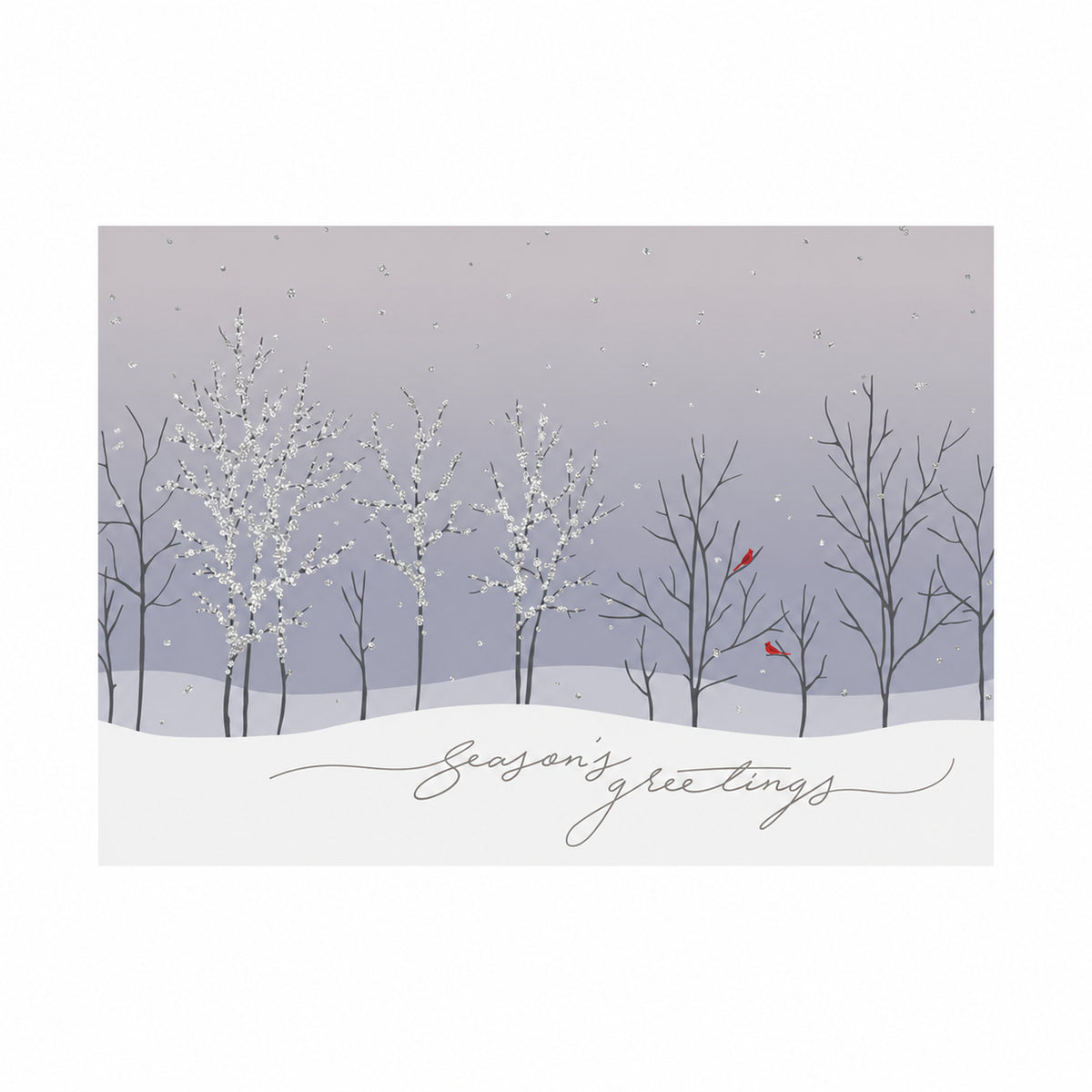 Trees with Cardinals 80lb 7 x 5 Foldover Card Set