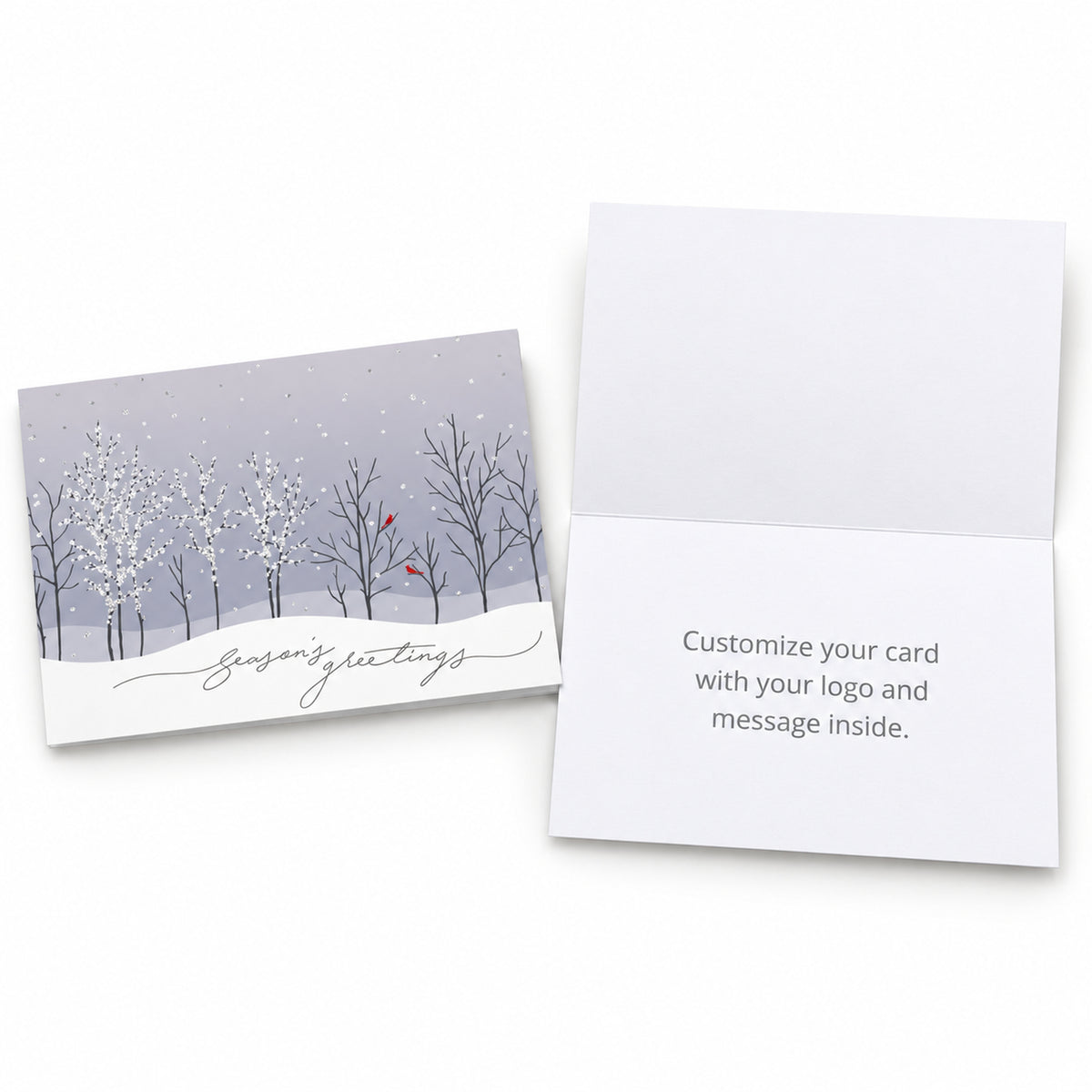 Trees with Cardinals 80lb 7 x 5 Foldover Card Set