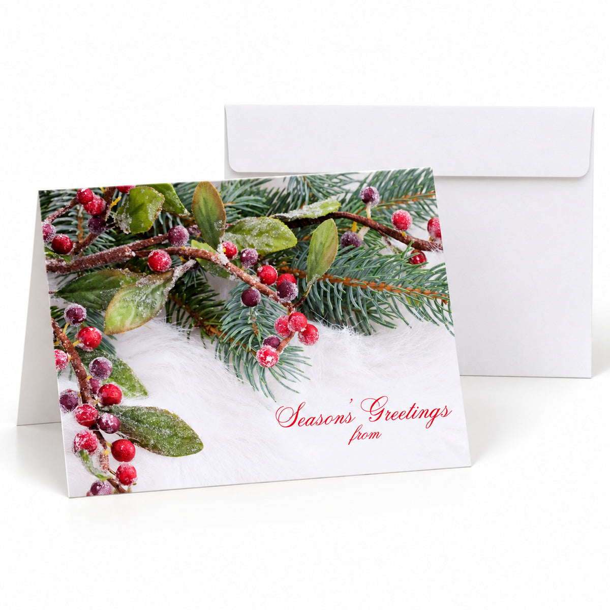 Snowy Berries 80lb 7 x 5 Foldover Card Set