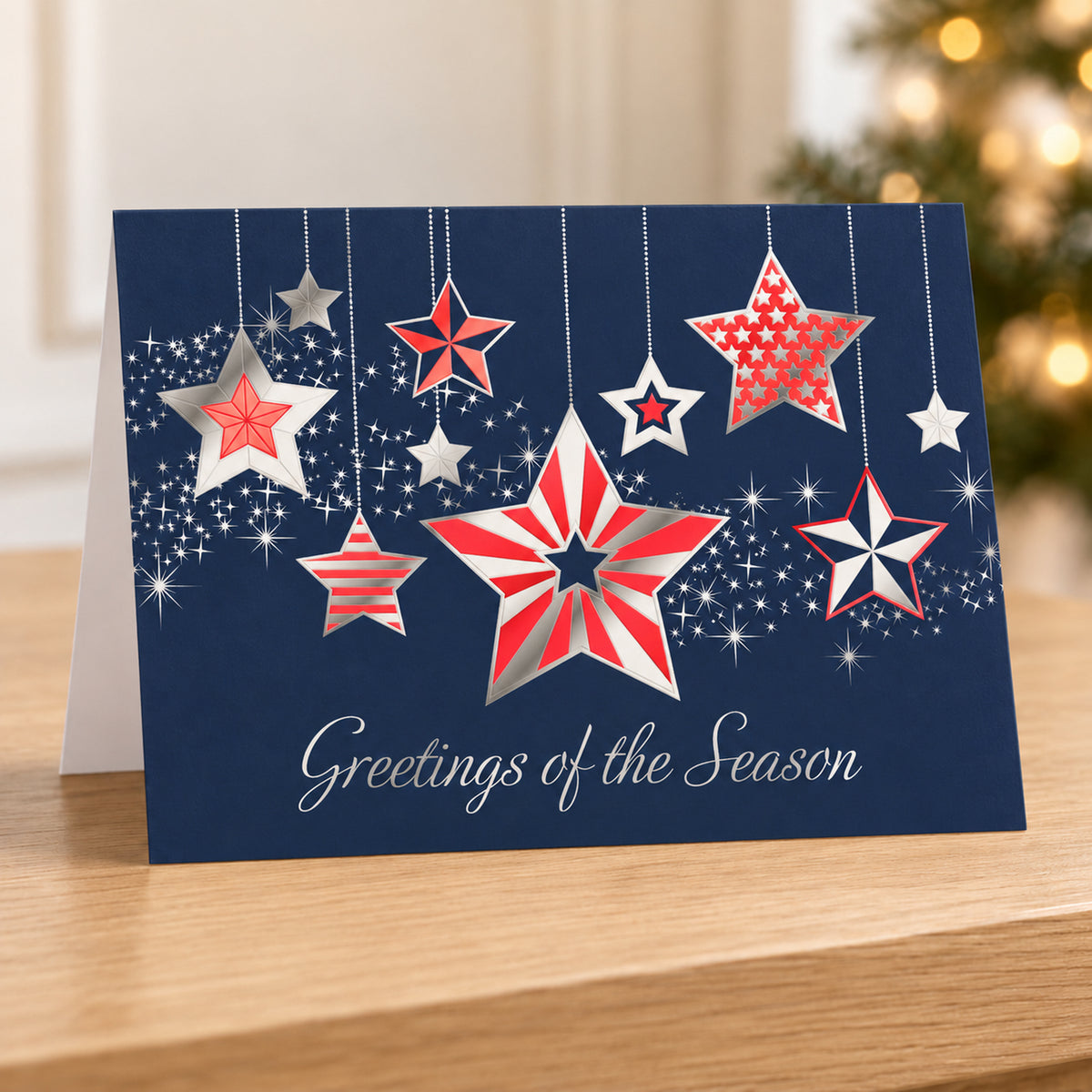 Patriotic Star Ornaments 80lb 7 x 5 Foldover Card Set