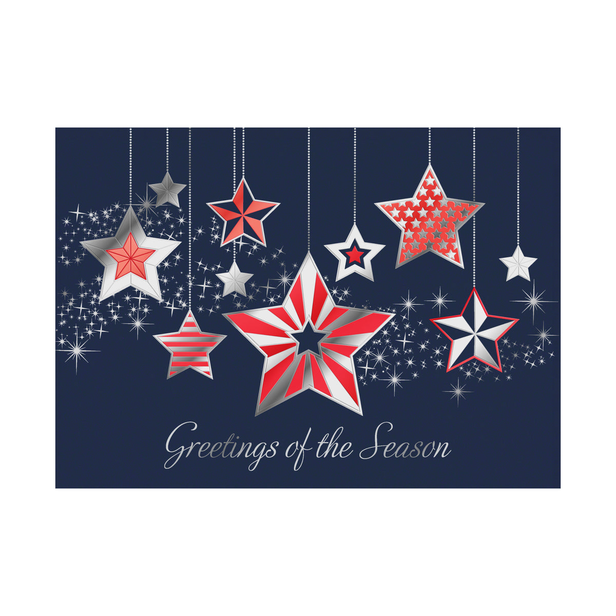 Patriotic Star Ornaments 80lb 7 x 5 Foldover Card Set