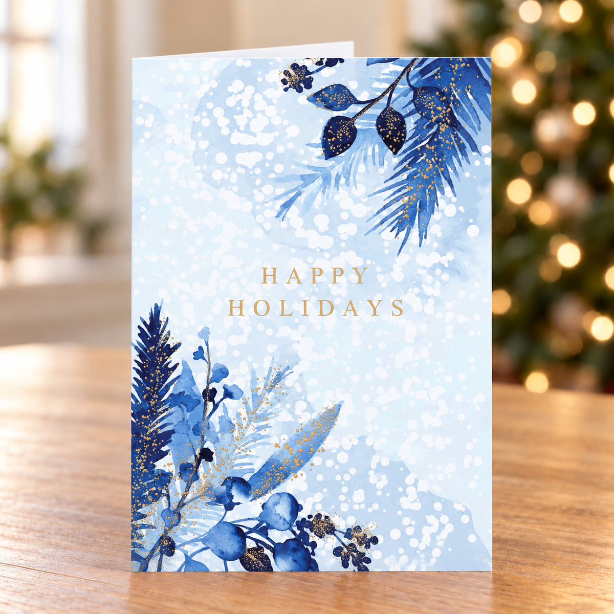 Holiday Blues 80lb 5 x 7 Foldover Card Set