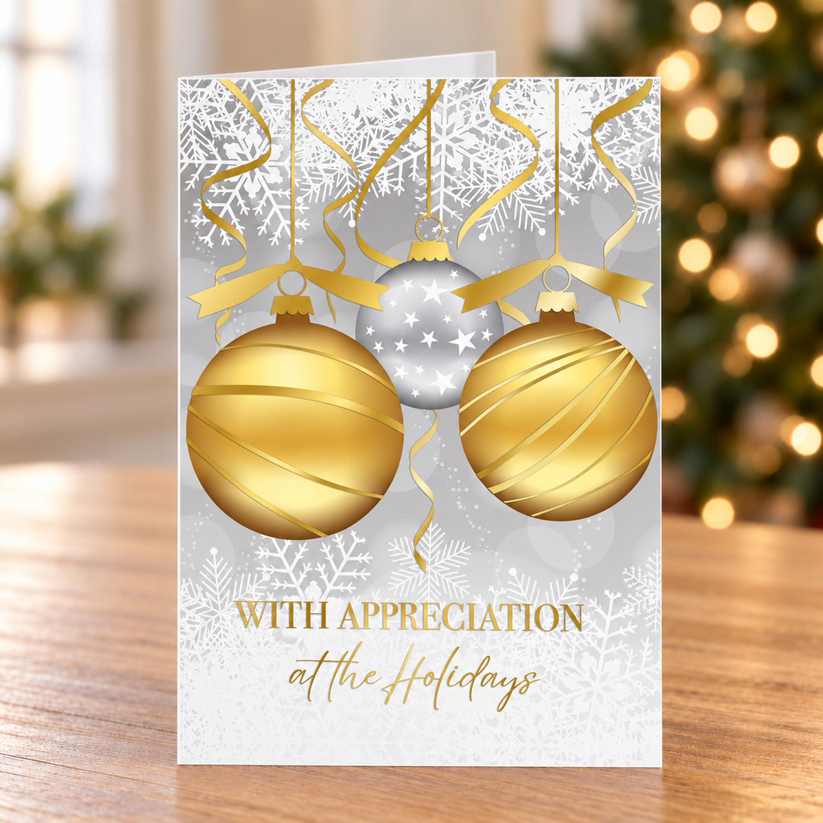 Golden Appreciation Holiday Calendar 80lb 5 x 7 Foldover Card Set