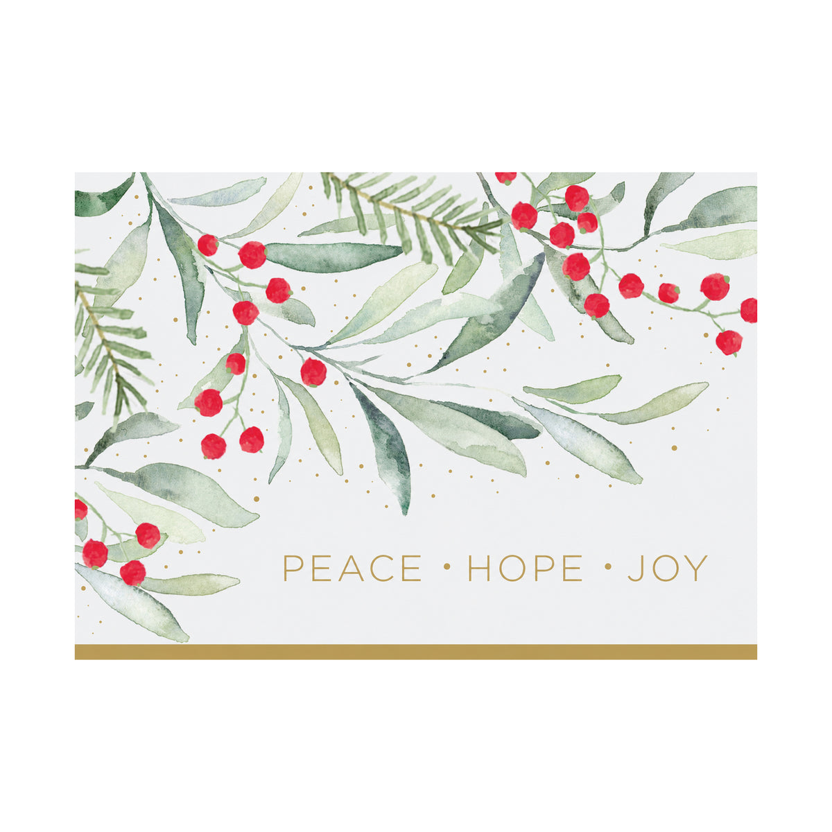 Watercolor Greenery Peace 80lb 7 x 5 Foldover Card Set