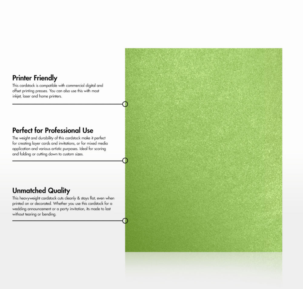 Lime Green Metallic 105lb 8 1/2 x 11 Cardstock