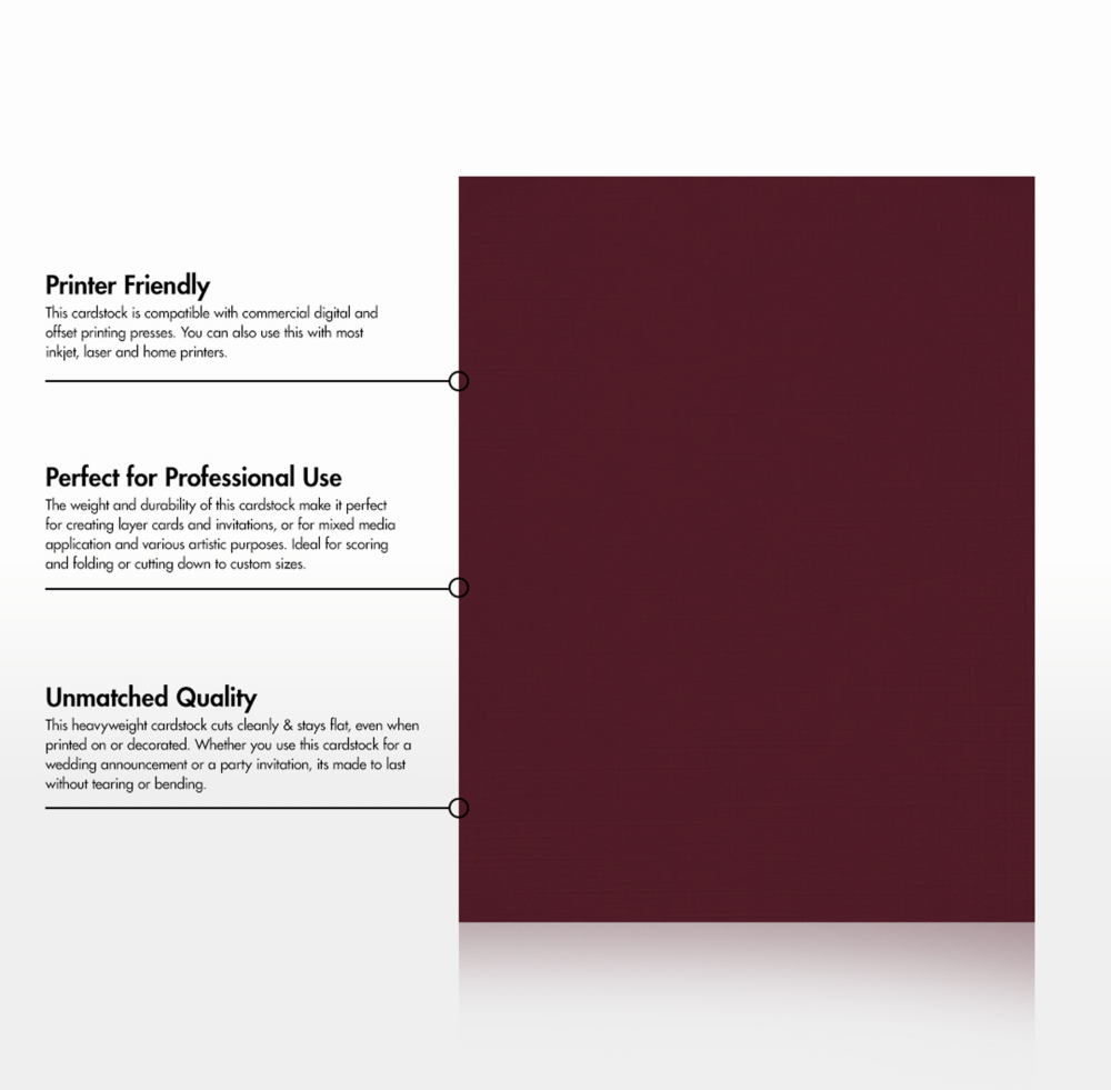 Burgundy Linen 100lb 8 1/2 x 11 Cardstock