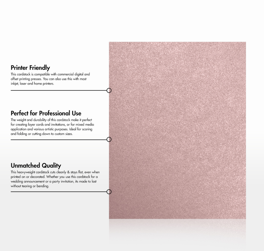Misty Rose Metallic 105lb 8 1/2 x 11 Cardstock