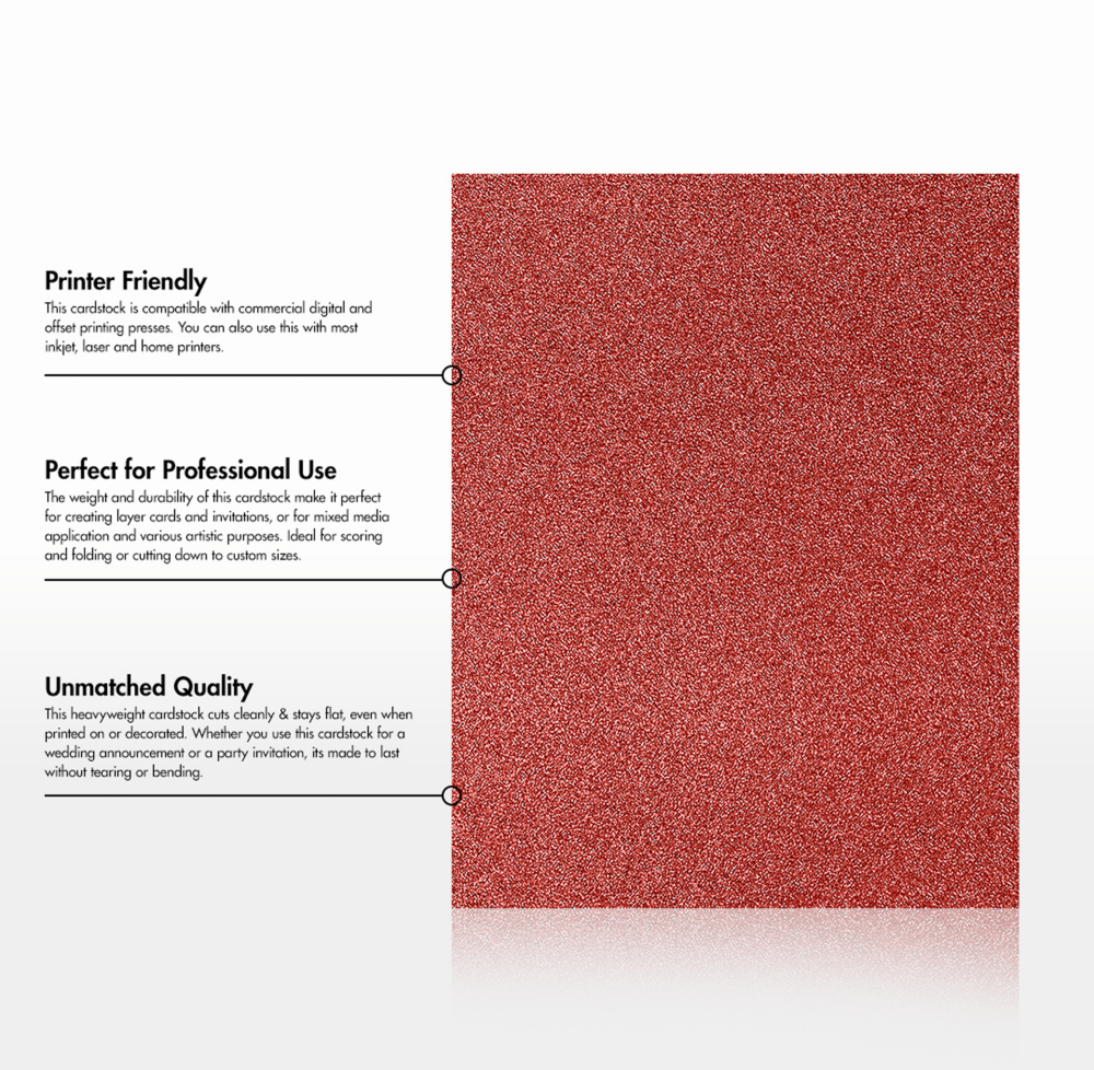Holiday Red Sparkle 110lb 8 1/2 x 11 Cardstock