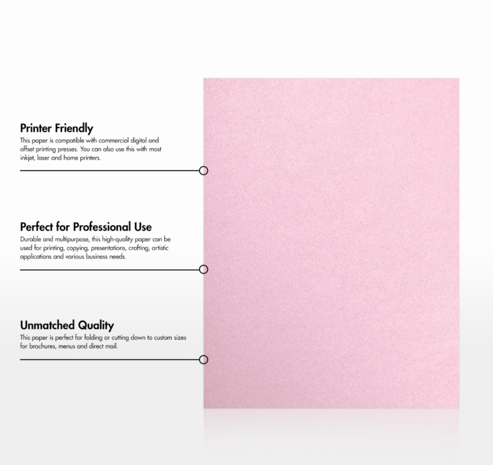 Pink Rose Metallic 32lb 8 1/2 x 11 Paper