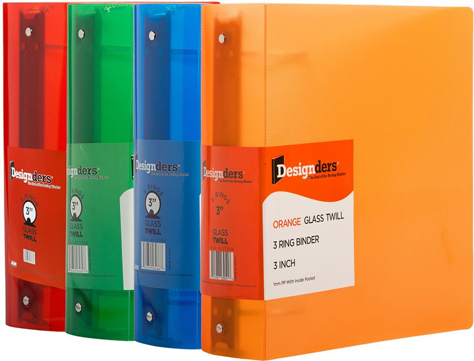 Assorted Plastic 3 Inch Binder - 4 Pack