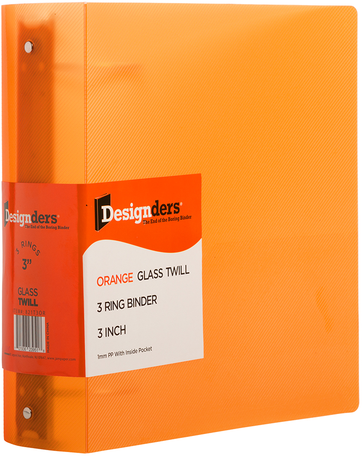 Orange Plastic 3 Inch 3-Ring Binder