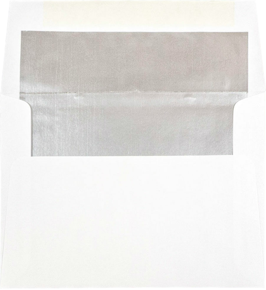 White with Silver Foil Lining 24lb A6 Invitation Envelopes (4 3/4 x 6 1/2)