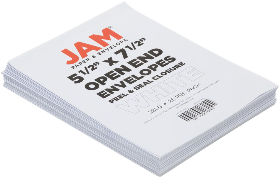White 28lb 5 1/2 x 7 1/2 Open End Envelopes with Peel & Seal