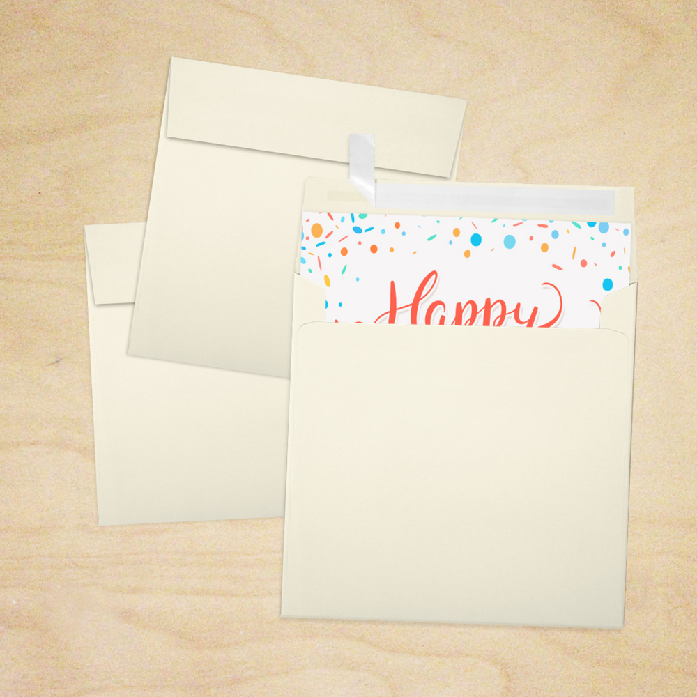 Natural 28lb Cougar 5 x 5 Square Premium Envelopes with Peel & Seal