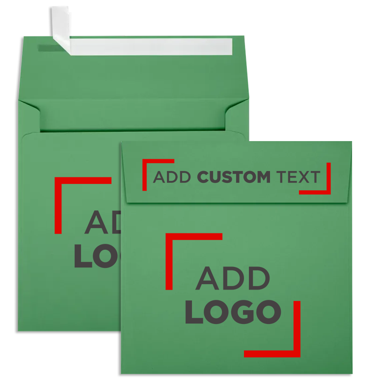 Holiday Green 32lb 5 x 5 Square Envelopes with Peel & Seal
