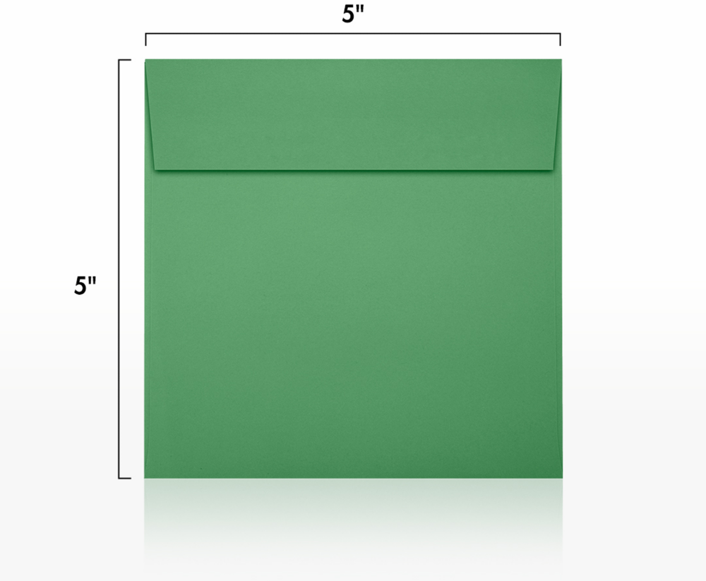 Holiday Green 32lb 5 x 5 Square Envelopes with Peel & Seal