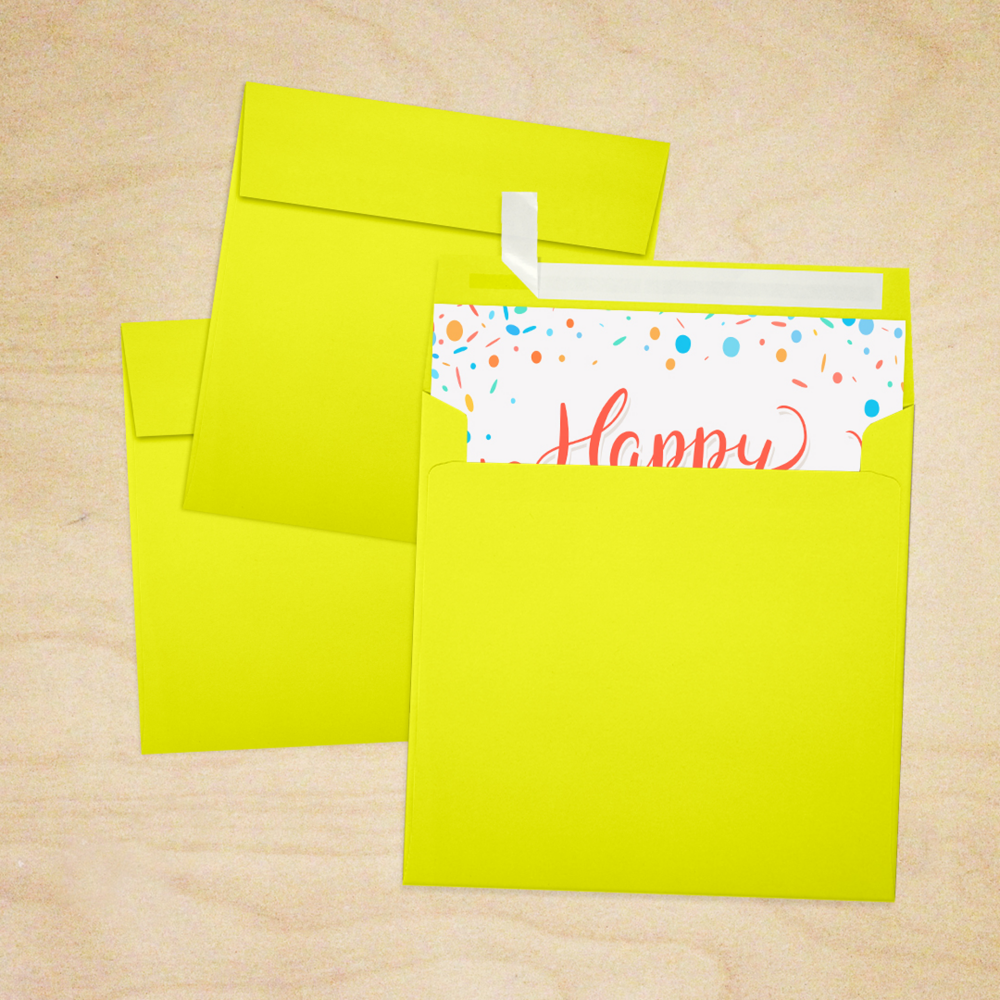 Citrus Yellow 32lb 5 x 5 Square Envelopes with Peel & Seal