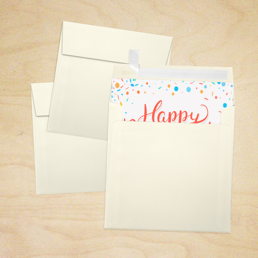Natural Linen 32lb 5 x 5 Square Envelopes with Peel & Seal