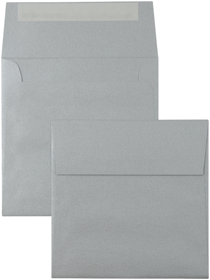 Silver Metallic 32lb 5 1/4 x 5 1/4 Square Envelopes with Peel & Seal