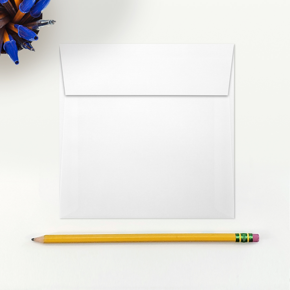 White Linen 32lb 5 1/4 x 5 1/4 Square Envelopes with Peel & Seal