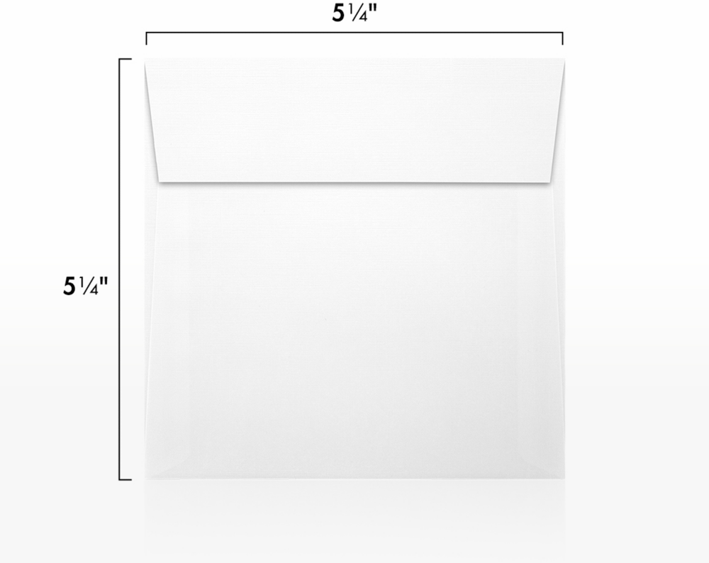 White Linen 32lb 5 1/4 x 5 1/4 Square Envelopes with Peel & Seal