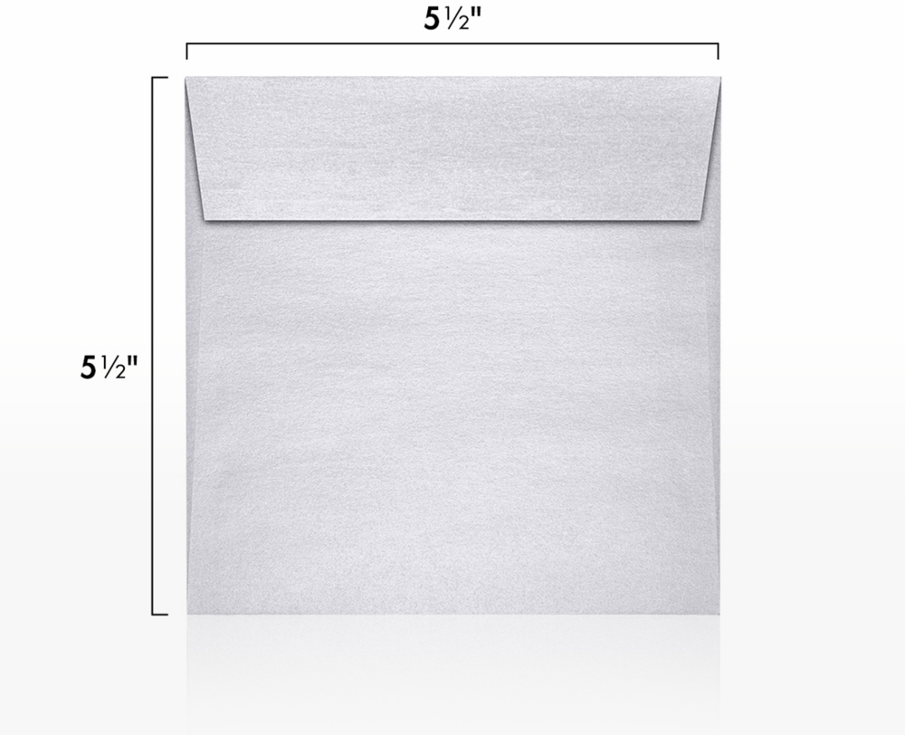 Silver Metallic 32lb 5 1/2 x 5 1/2 Square Envelopes with Peel & Seal