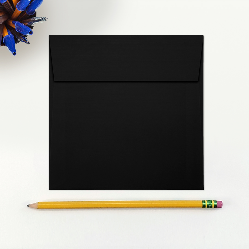 Black Linen 32lb 5 1/2 x 5 1/2 Square Envelopes with Peel & Seal
