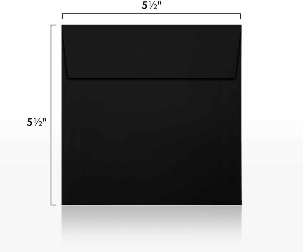 Black Linen 32lb 5 1/2 x 5 1/2 Square Envelopes with Peel & Seal