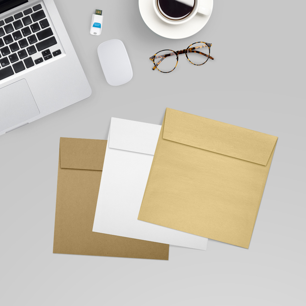 Light Gold Blonde Metallic 32lb 5 1/2 x 5 1/2 Square Envelopes with Peel & Seal