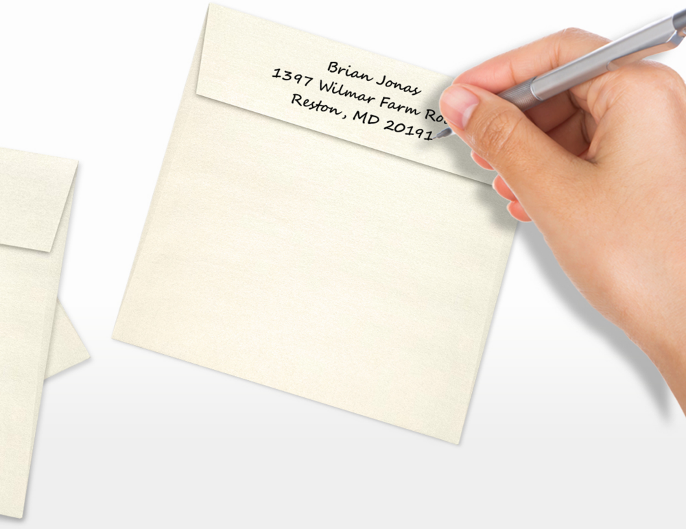 Champagne Ivory Metallic 32lb 5 1/2 x 5 1/2 Square Envelopes with Peel & Seal