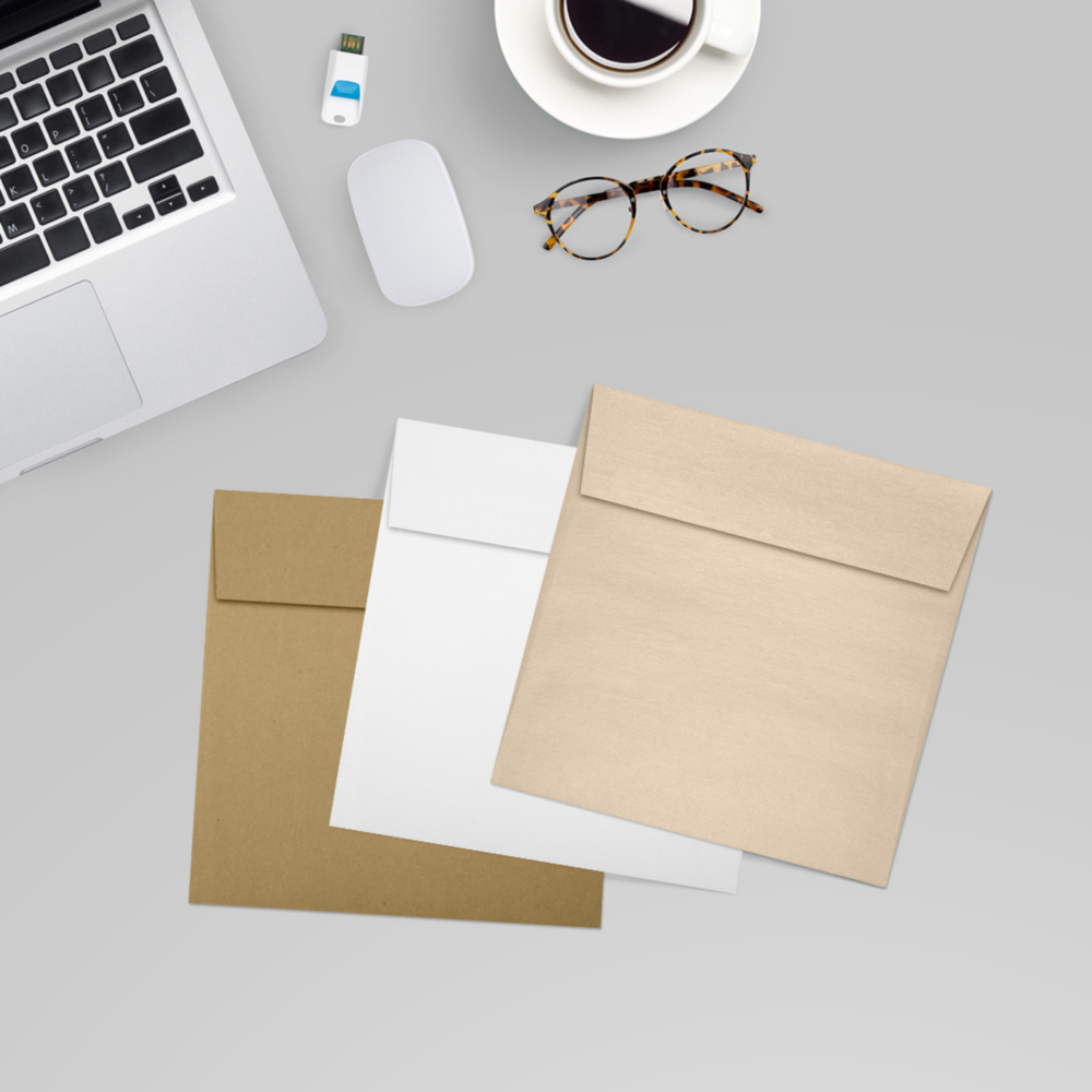 Light Brown Taupe Metallic 32lb 5 1/2 x 5 1/2 Square Envelopes with Peel & Seal