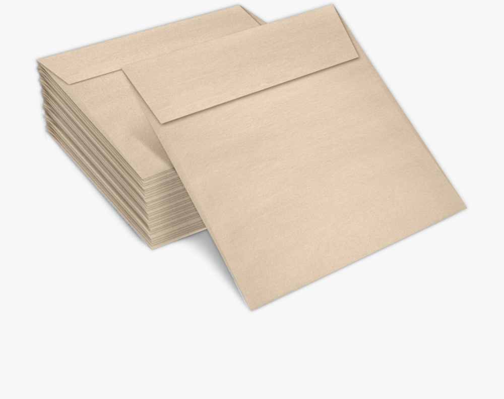 Light Brown Taupe Metallic 32lb 5 1/2 x 5 1/2 Square Envelopes with Peel & Seal