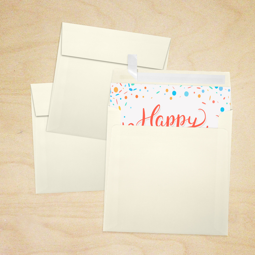 Natural Linen 32lb 5 1/2 x 5 1/2 Square Envelopes with Peel & Seal