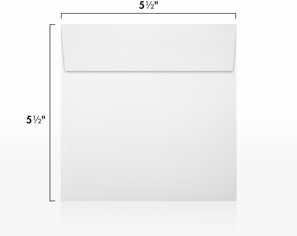White Recycled 32lb 5 1/2 x 5 1/2 Square Envelopes with Peel & Seal
