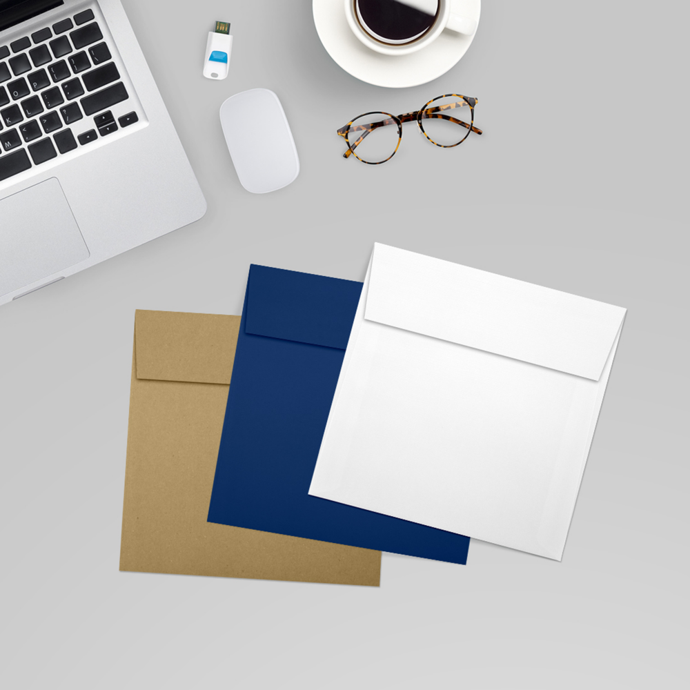 White Linen 32lb 5 3/4 x 5 3/4 Square Envelopes with Peel & Seal