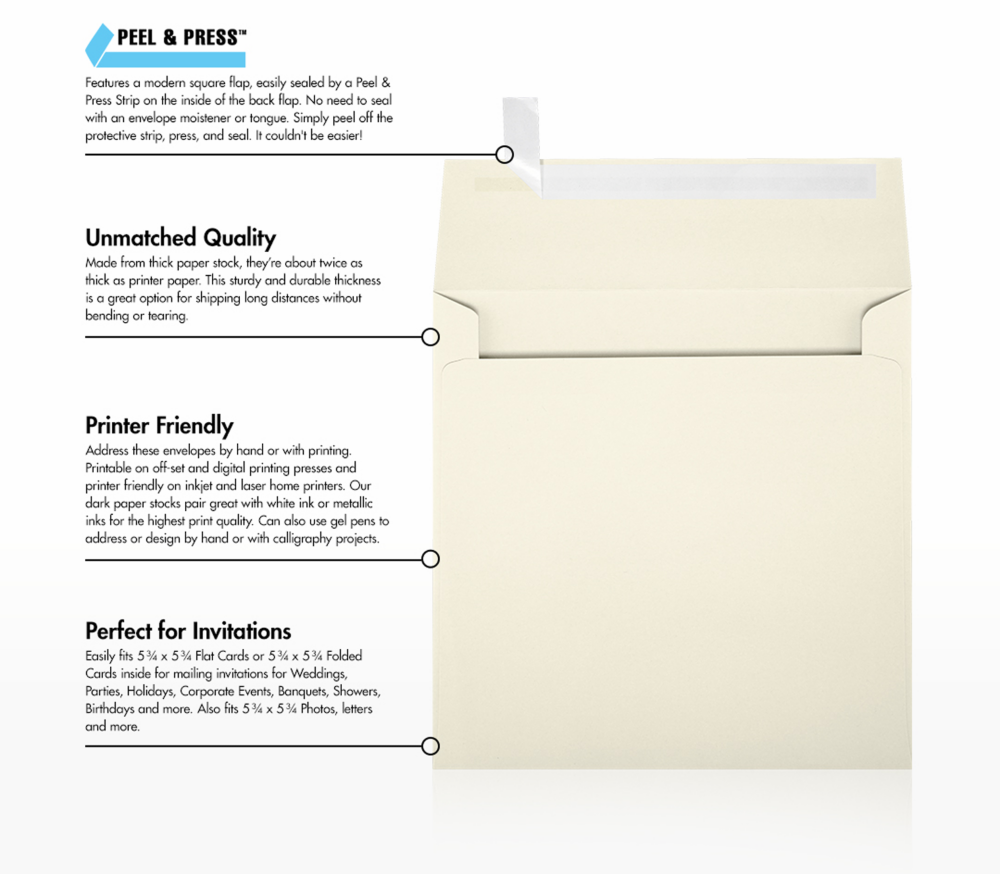 Natural 28lb Cougar 6 x 6 Square Premium Envelopes with Peel & Seal