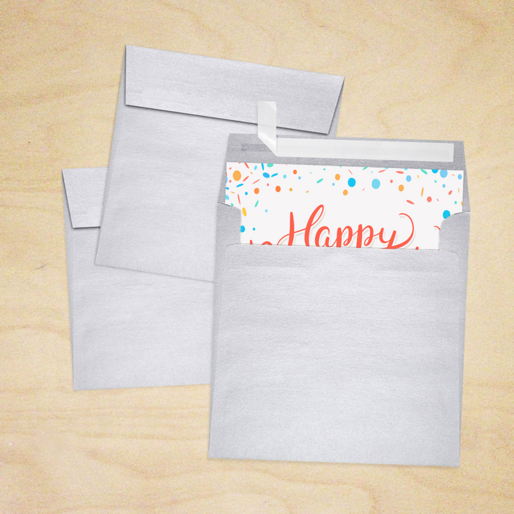 Silver Metallic 32lb 6 x 6 Square Envelopes with Peel & Seal