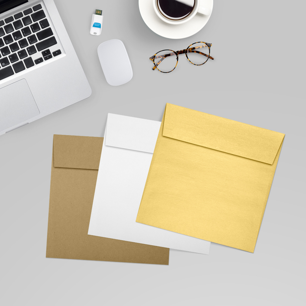 Gold Metallic 32lb 6 x 6 Square Envelopes with Peel & Seal