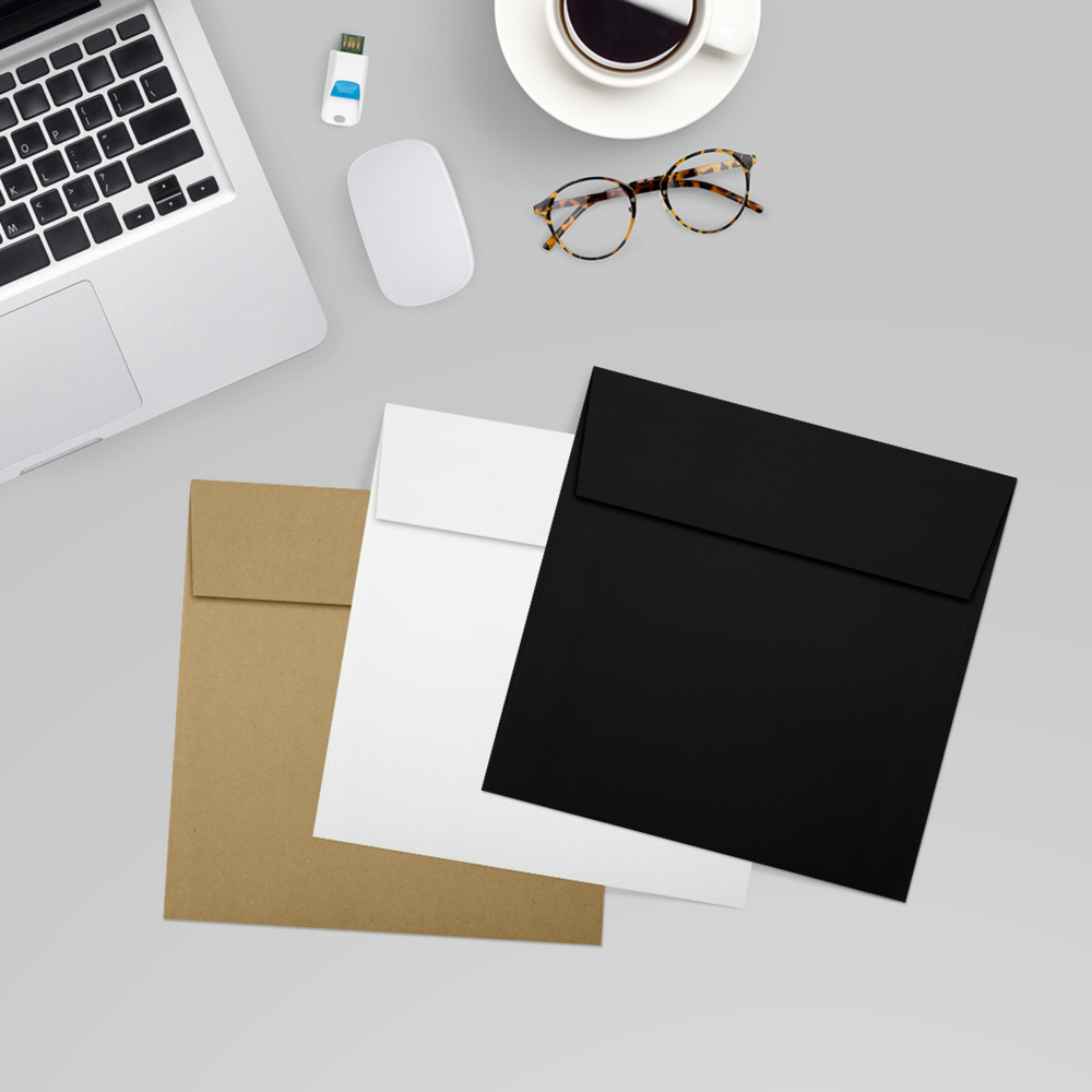 Black Linen 32lb 6 x 6 Square Envelopes with Peel & Seal