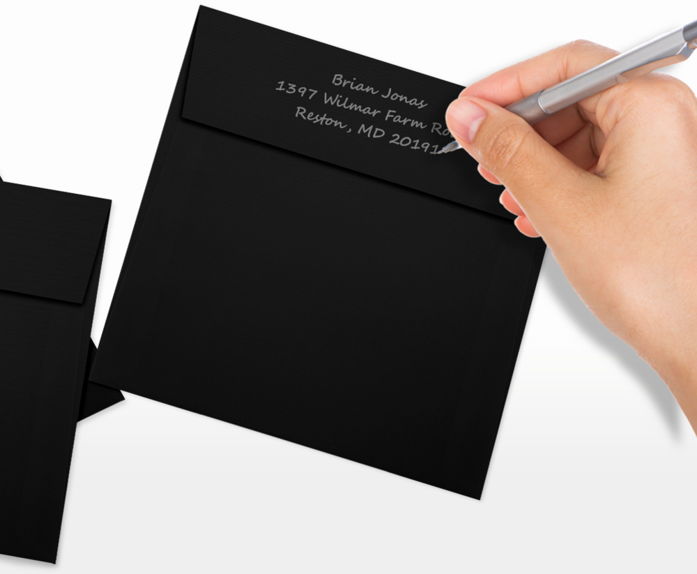 Black Linen 32lb 6 x 6 Square Envelopes with Peel & Seal