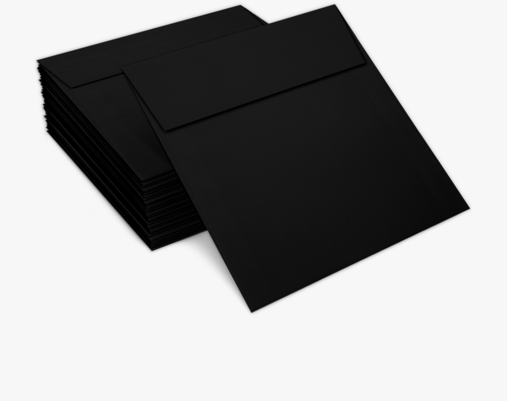 Black Linen 32lb 6 1/4 x 6 1/4 Square Envelopes with Peel & Seal