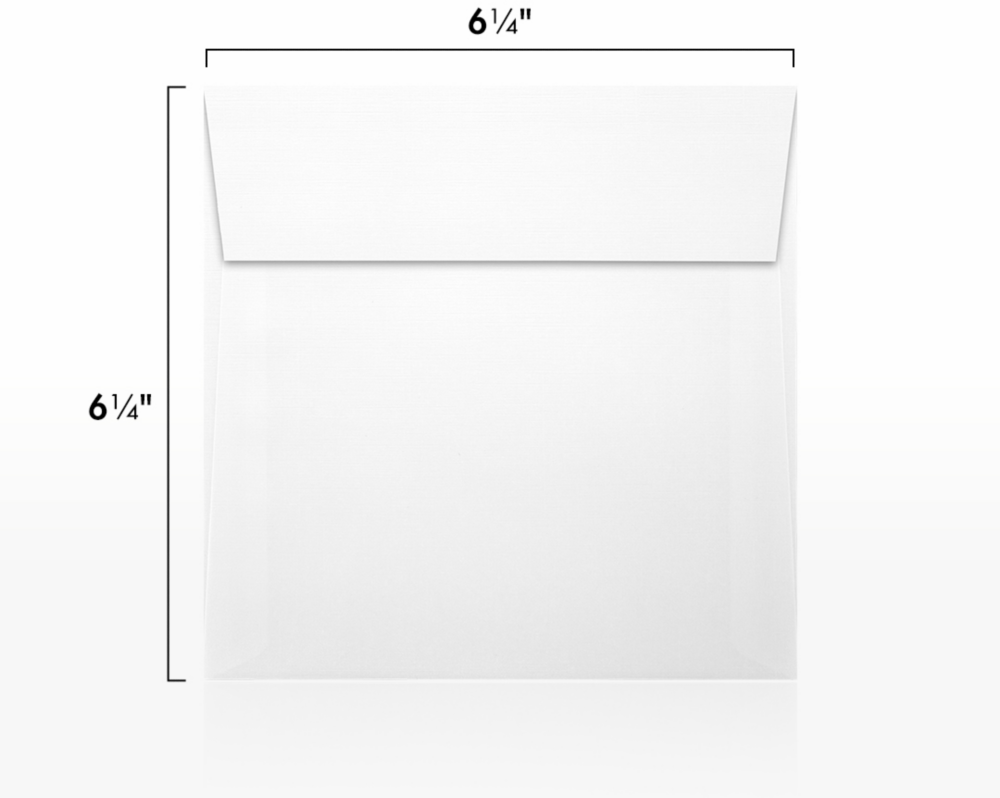 White Linen 32lb 6 1/4 x 6 1/4 Square Envelopes with Peel & Seal