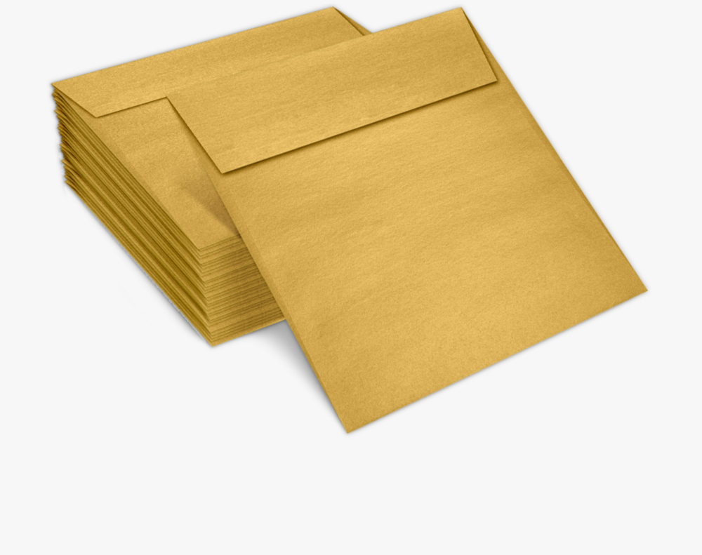 Gold Metallic 32lb 6 1/2 x 6 1/2 Square Envelopes with Peel & Seal