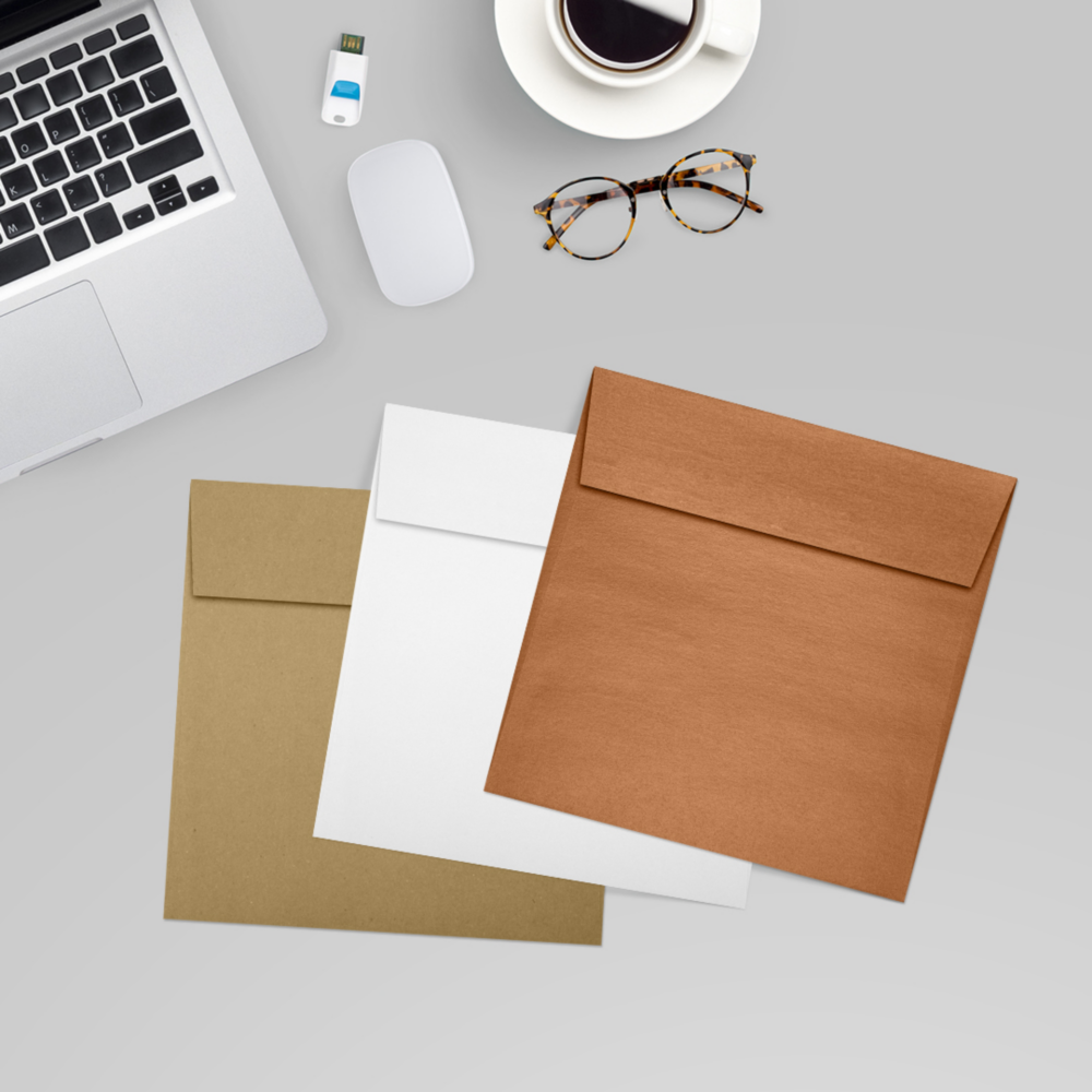 Copper Brown Metallic 32lb 6 1/2 x 6 1/2 Square Envelopes with Peel & Seal