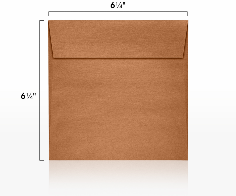 Copper Brown Metallic 32lb 6 1/2 x 6 1/2 Square Envelopes with Peel & Seal