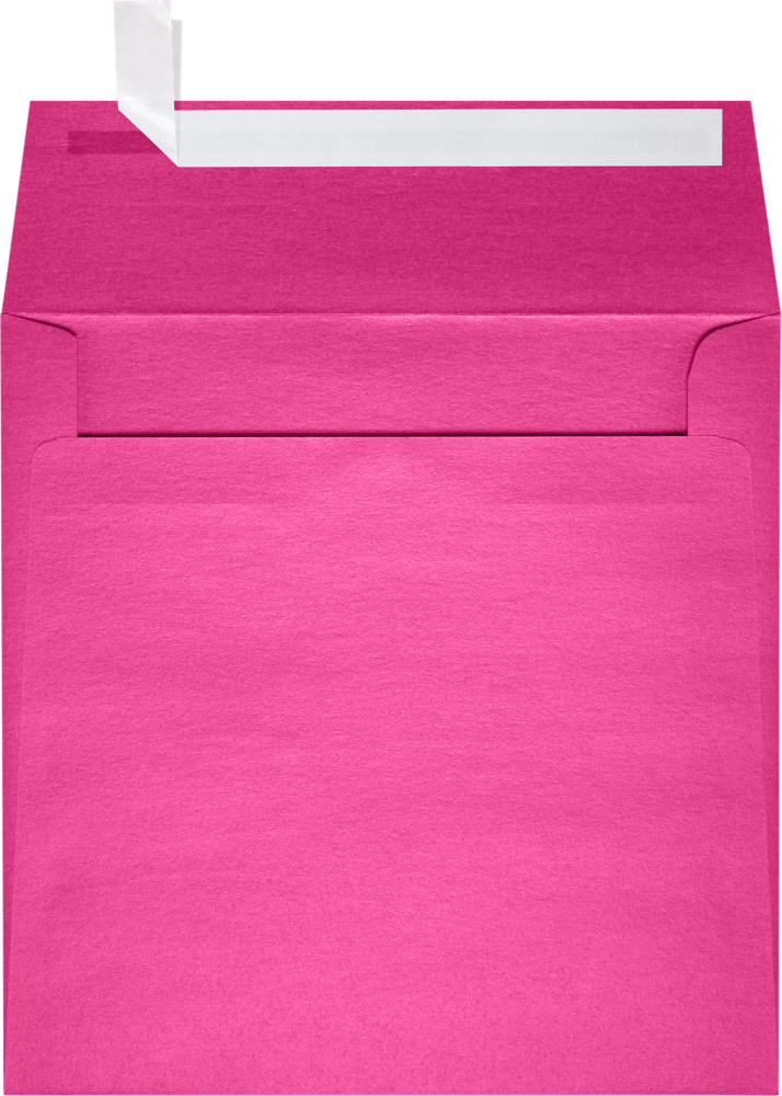 Azalea Fuchsia Pink Metallic 32lb 6 1/2 x 6 1/2 Square Envelopes with Peel & Seal