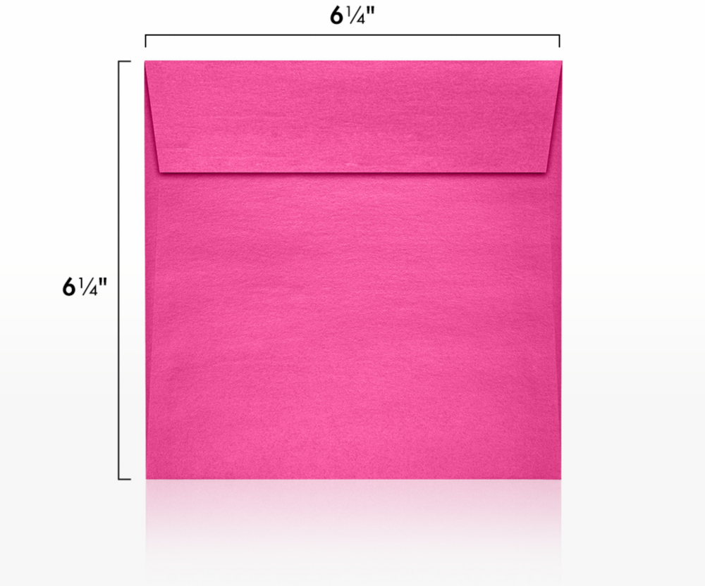 Azalea Fuchsia Pink Metallic 32lb 6 1/2 x 6 1/2 Square Envelopes with Peel & Seal