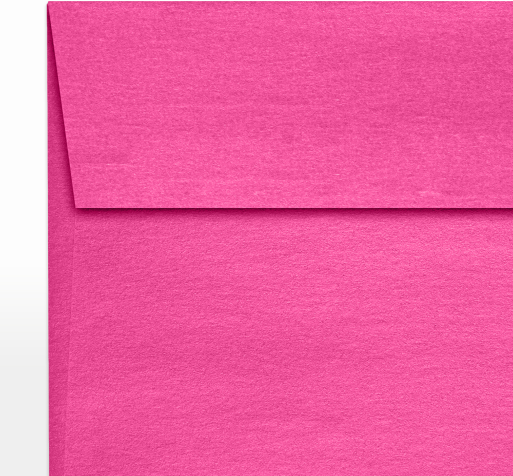 Azalea Fuchsia Pink Metallic 32lb 6 1/2 x 6 1/2 Square Envelopes with Peel & Seal