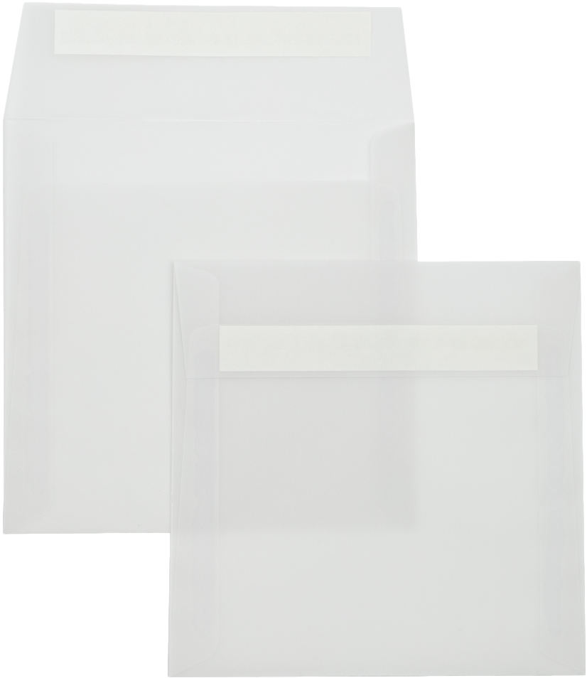 Clear Translucent 30lb 6 1/2 x 6 1/2 Square Envelopes with Peel & Seal