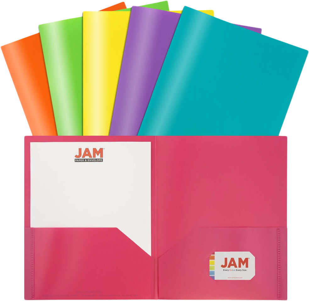 Assorted Fashion 9 x 12 Plastic Pop Folders - 6 Pack